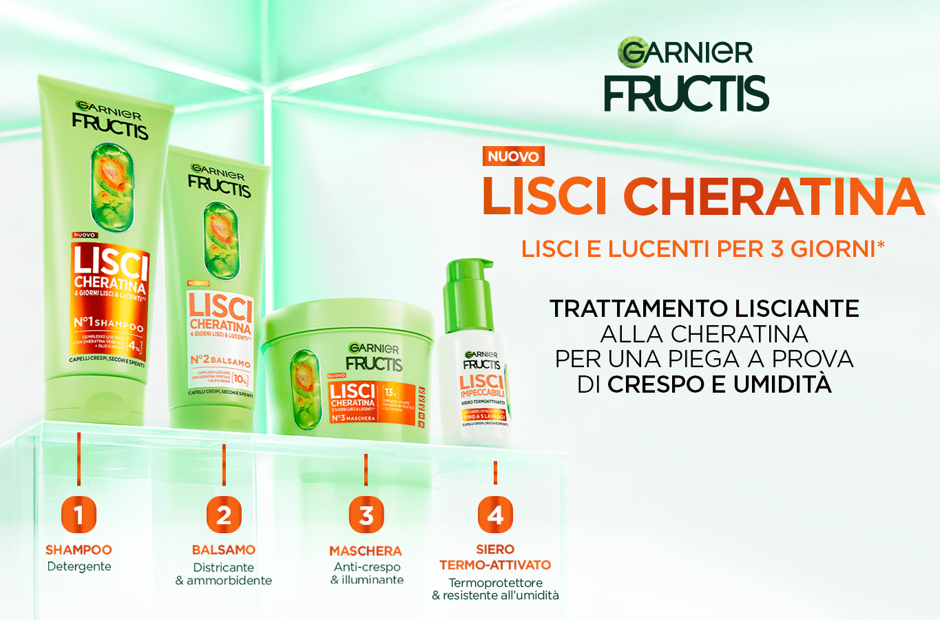 Garnier fructis balsamo lisci cheratina n.2