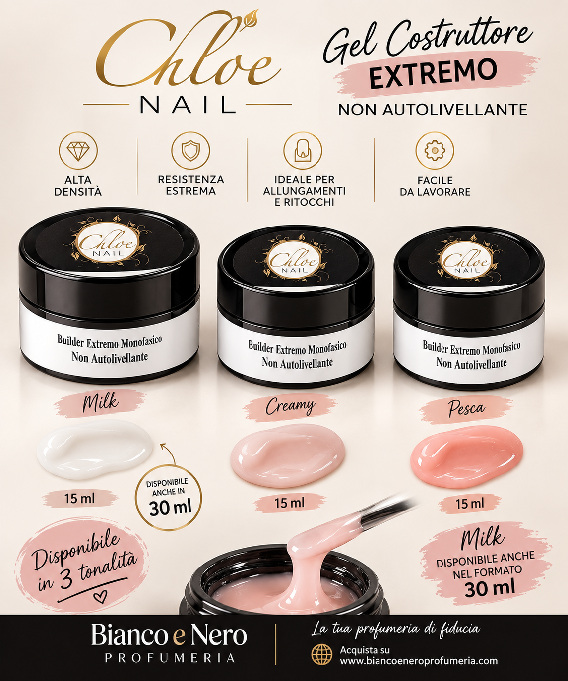 Gel costruttore monofasico non autolivellante Milky - Creamy - Pesca
