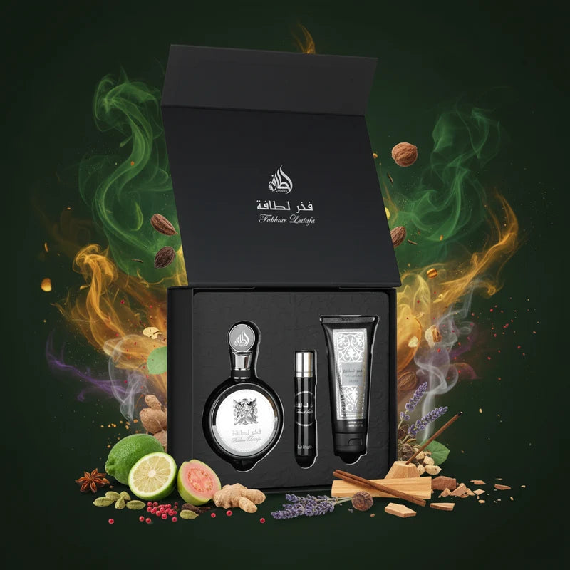 LATTAFA CONFEZIONE FAKHAR MAN EAU DE PARFUM 100ML + EAU DE PARFUM 12 ML + SHOWER GEL 100 ML