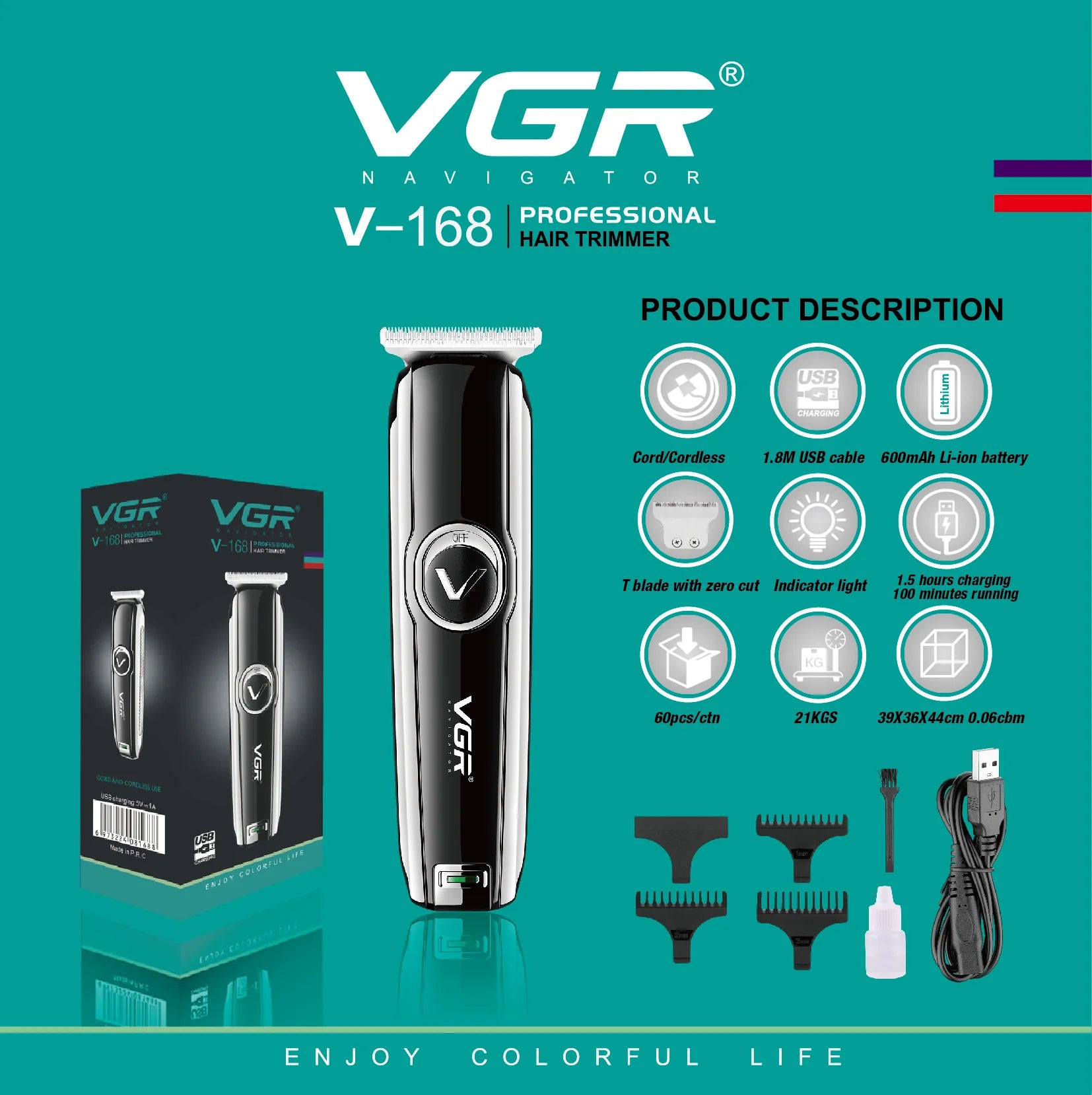 VGR TRIMMER V-168 CAPELLI/ BARBA/ CORPO
