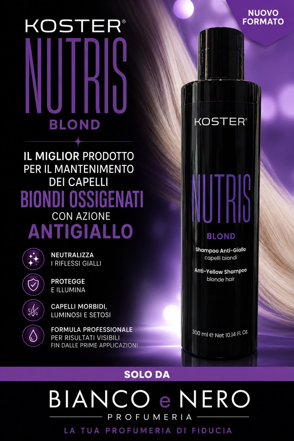 KOSTER SHAMPOO NUTRIS BLOND ANTIGIALLO X CAPELLI BUONDI O GRIGI 300ML