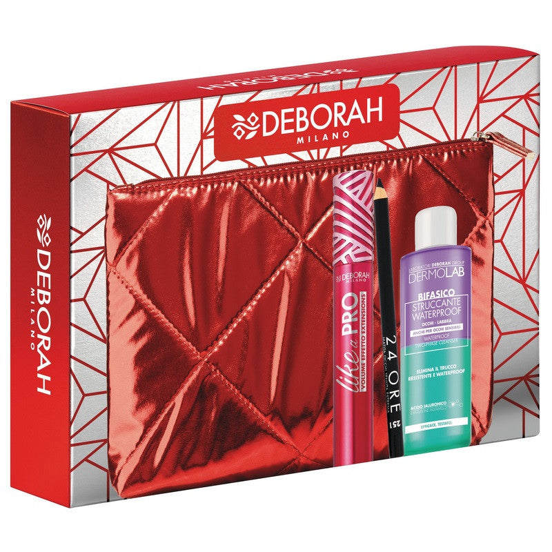 KIT DEBORAH MASCARA + MATITA NERA + STRUCCANTE + POCHETTE