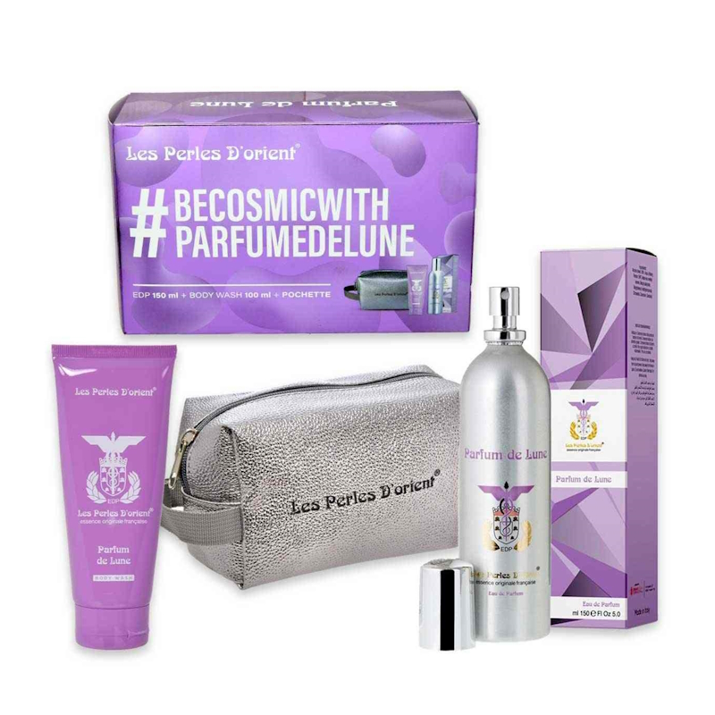 CONFEZIONE LES PERLES D’ORIENT PARFUM DE LUNE EAU DE PARFUM 150ML + SHOWER GEL+ POCHETTE