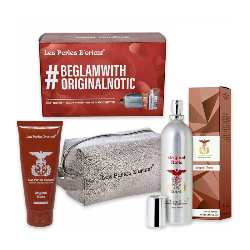 CONFEZIONE LES PERLES D’ORIENT ORIGINAL NOTIC EAU DE PARFUM 150ML + SHOWER GEL + POCHETTE